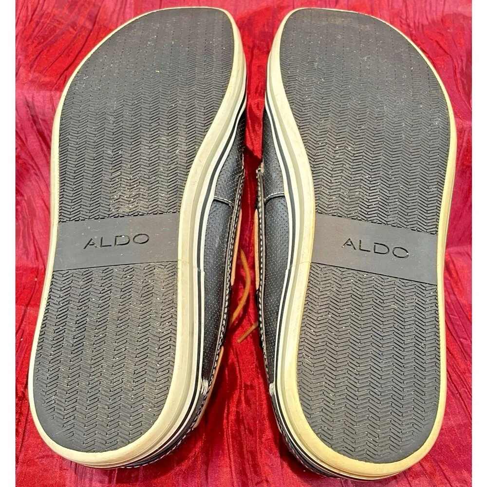 Mens ALDO  Black 2 Eyelet Deck Boat Shoes Loafers sz 10